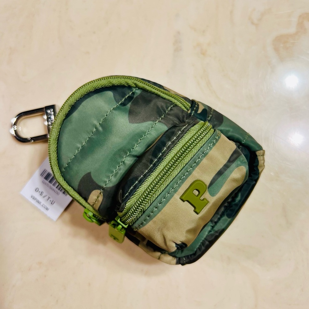 PINK VICTORIA’S SECRET Camo Mini Backpack Keychain Charm Bag Charm - Green Camo